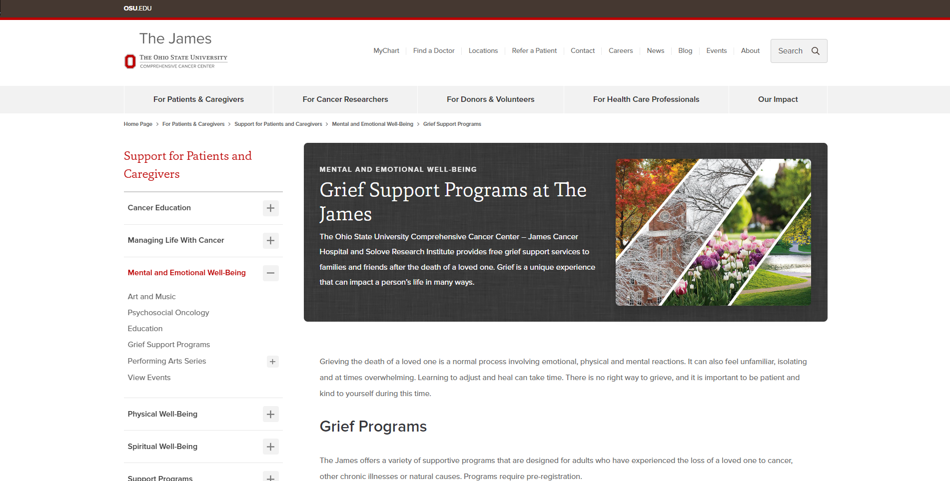 Grief Support Programs at The James